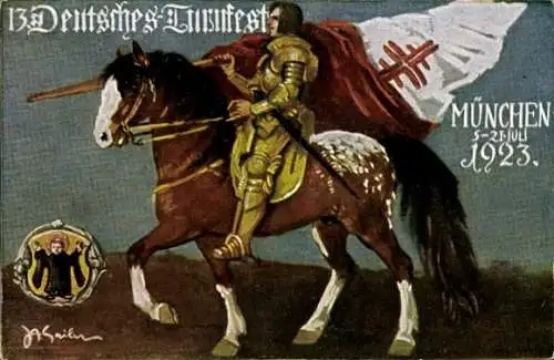 Künstler Ak Sailer, München Bayern, 13. Deutsches Turnfest 1923, Reiter, Kindl