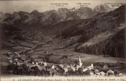 Ak Le Grand Bornand Haute Savoie, Panorama, Chaine des Aravis, Grande Forelaz, Tet Pecluse