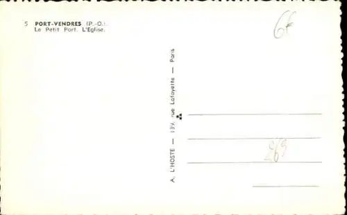 Ak Port Vendres Pyrénées Orientales, Petit Port, Eglise