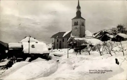 Ak Saint Nicolas Savoie, Kapelle, Winter