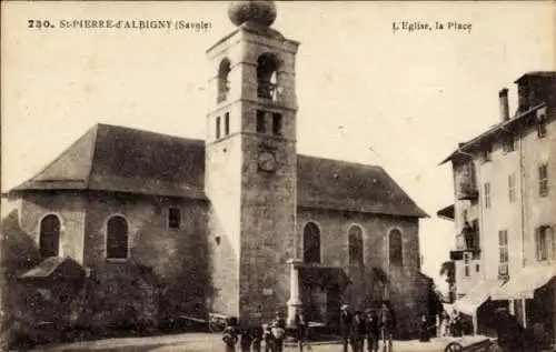 Ak St-Pierre-d'Albigny Savoie, Kirche, Platz