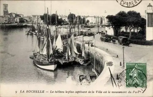 Ak La Rochelle Charente Maritime, le tableau le plus captivant de la ville est le mouvement du Port