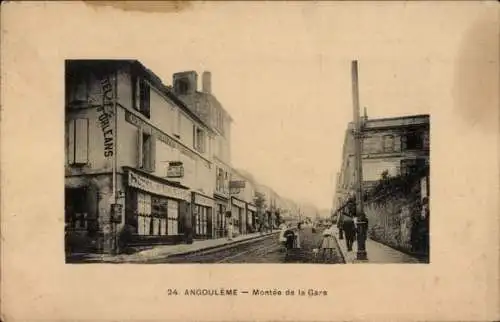 Ak Angoulême Charente, Montee de la Gare, Hotel d’Orleans