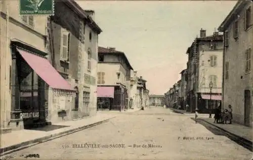 Ak Belleville sur Saône Saône et Loire, Rue de Macon