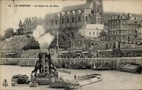 Ak Le Tréport Seine Maritime, Le Quai vu du Port, Dampfer