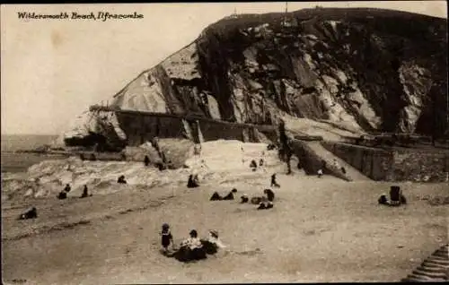 Ak Ilfracombe Devon England, Wildersmouth-Beach