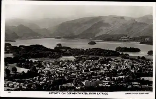 Ak Keswick Cumbria England, Gesamtansicht, Latrigg