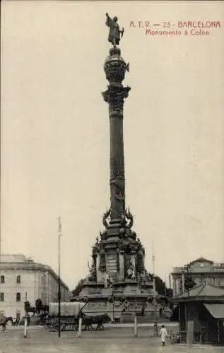 AK Barcelona Katalonien Spanien, Kolumbus-Denkmal