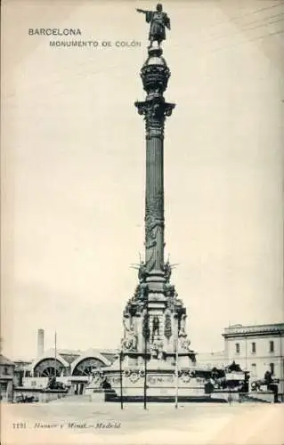 AK Barcelona Katalonien Spanien, Kolumbus-Denkmal