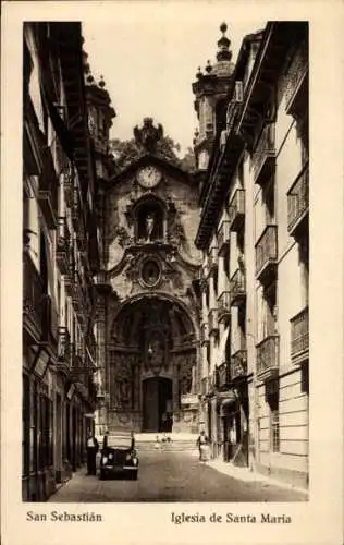 Ak Donostia San Sebastián Baskenland, Kirche Santa Maria