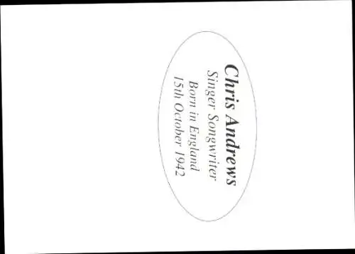 Ak Sänger Chris Andrews, Portrait, Autogramm