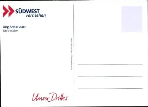 Ak Moderator Jörg Armbruster, Portrait, Autogramm