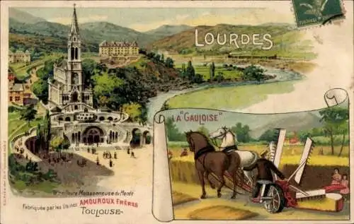 Litho Toulouse Haute Garonne, Reklame, Amouroux Freres Einrichtungen, Lourdes, La Gauloise