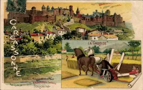 Litho Toulouse Haute Garonne, Reklame, Amouroux Freres Einrichtungen, Gauloise, Carcassonne