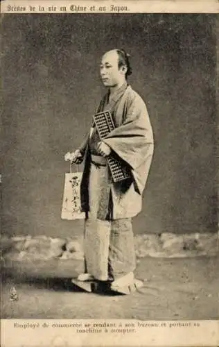 Ak Japan, Mann in japanischer Volkstracht, Kimono