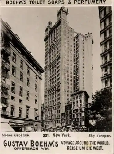 Foto New York USA, Wolkenkratzer, Reklame Boehm's Toilet Soaps