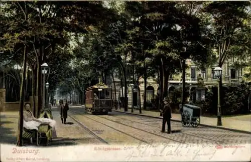 Ak Duisburg im Ruhrgebiet, Königstraße, Straßenbahn Wagen 52