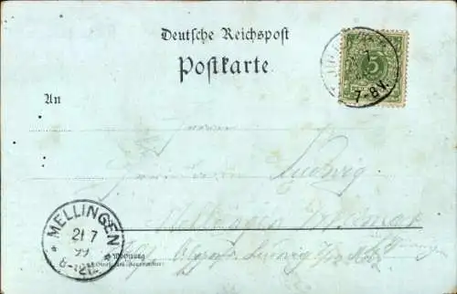 Mondschein Litho Gruß von der Belagerungsübung, Ulanen, Kanonen, Kaiserzeit