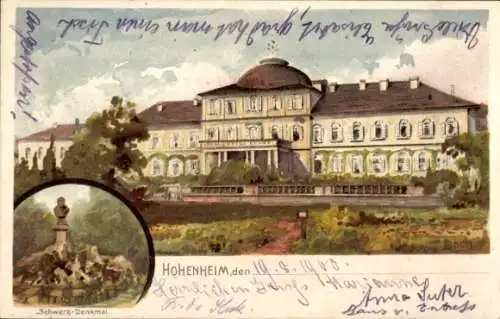 Künstler Litho Bach, Hohenheim Stuttgart in Baden Württemberg, Schwerz-Denkmal