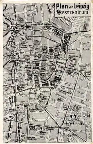 Stadtplan Ak Leipzig in Sachsen, Messezentrum, Königsplatz, Markthalle, Neues Theater