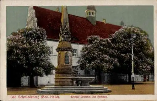 Ak Bad Schmiedeberg in der Dübener Heide, Kriegerdenkmal, Rathaus