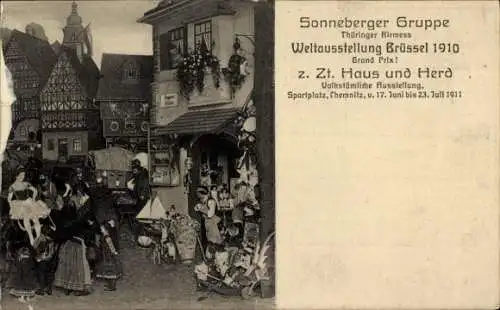 Ak Bruxelles Brüssel, Weltausstellung 1910, Sonneberger Gruppe, Thüringer Kirmes