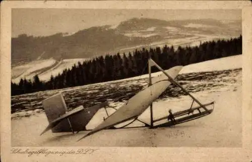 Ak Schulsegelflugzeug des D.L.V, Winter, Schnee