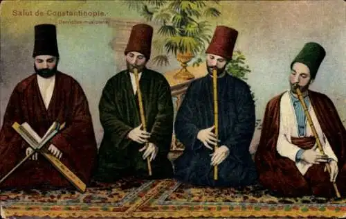 Ak Salut d'Orient, Derviches musicians, Männer mit Flöten