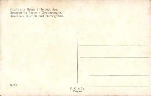 Ak Bosnien Herzegowina, Volkstrachten, Männer am Lagerfeuer