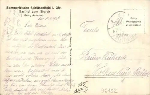 Ak Schlüsselfeld in Oberfranken, Gasthaus zum Storch, Automobil