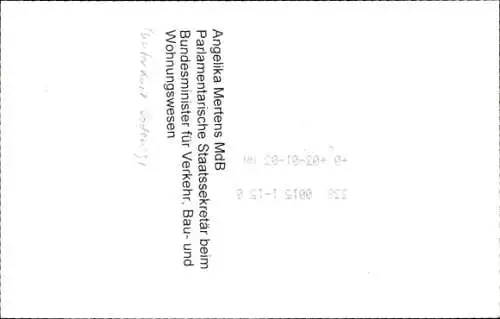 Ak Politikerin Angelika Mertens, Portrait, Autogramm