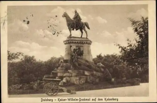 Ak Duisburg im Ruhrgebiet, Kaiserberg, Kaiser Wilhelm Denkmal, Kanone