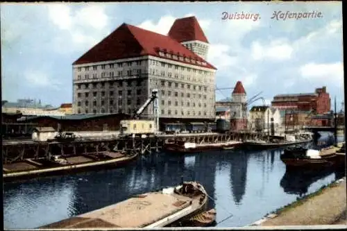 Ak Duisburg im Ruhrgebiet, Hafen, Teilansicht