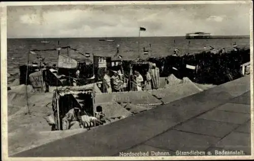 Ak Nordseebad Duhnen Cuxhaven, Strand, Badeanstalt