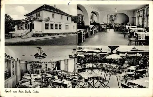 Ak Zell im Odenwald Bad König Odenwald Hessen, Cafe Orth, Terrasse, Gastraum, Außenansicht