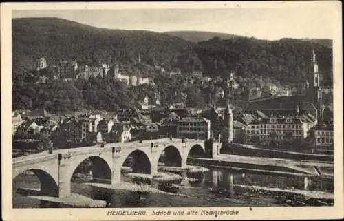 Ak Heidelberg am Neckar, Schloss, alte Neckarbrücke