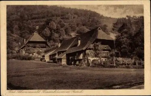 Ak Gutach an der Schwarzwaldbahn Baden, Bauernhäuser