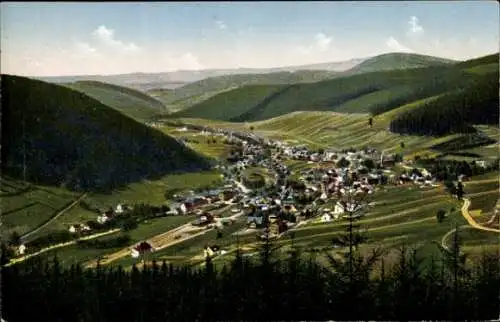 Ak Manebach Ilmenau in Thüringen, Schöffenwiese, Blick oberhalb des Iphigenien-Pfades