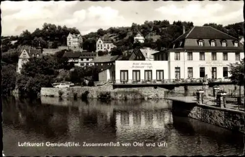 Ak Gemünd Schleiden in der Eifel, Zusammenfluss von Olef und Urft, Hotel Friedrichs