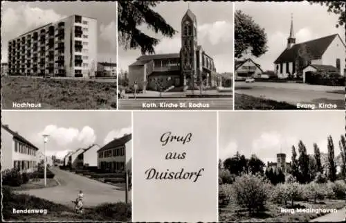 Ak Duisdorf Bonn am Rhein, Hochhaus, kath. Kirche St. Rochus, Bendenweg, Burg Medinghoven