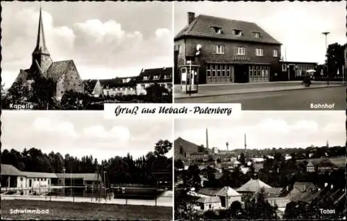 Ak Übach Palenberg Nordrhein Westfalen, Gesamtansicht, Kapelle, Bahnhof, Schwimmbad