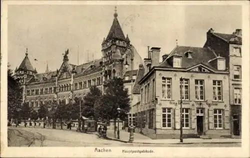 Ak Aachen in Nordrhein Westfalen, Blick auf das Hauptpostgebäude 