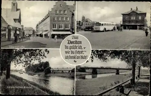 Ak Dorsten in Westfalen, Lippestraße, Bahnhof, Lippe-Seiten-Kanal, Lippenbrücke