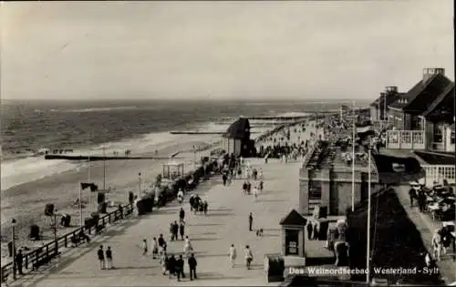 Ak Westerland auf Sylt, Strand, Promenade, Teilansicht