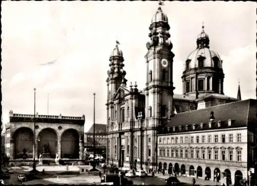 Ak München, Feldherrenhalle, Theatinerkirche