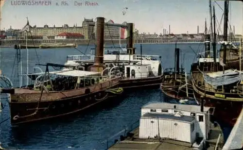 Ak Ludwigshafen am Rhein, der Rhein, Dampfer