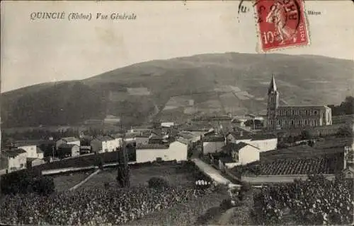 Ak Quincié Rhône, Gesamtansicht, Kirche