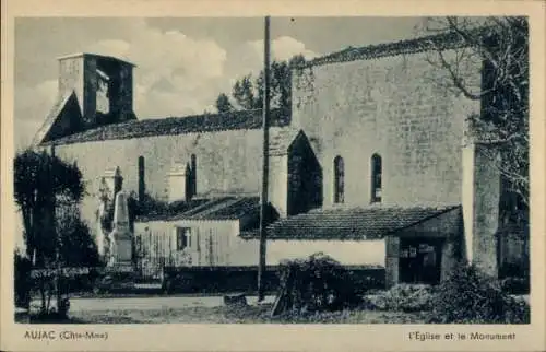 Ak Aujac Charente-Maritime, Kirche, Monument