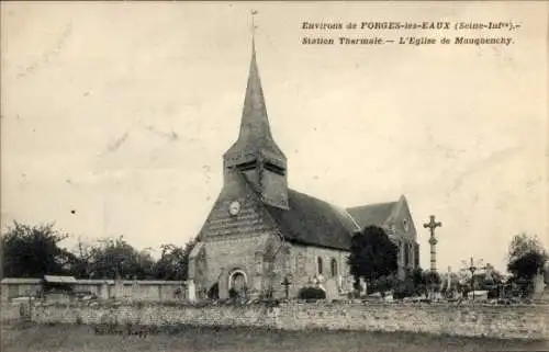 Ak Forges les Eaux Seine Maritime, Kirche de Mauquenchy, Station Thermale