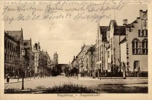 Ak Magdeburg an der Elbe, Augustastraße, Teilansicht der Stadt